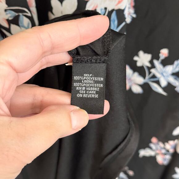 Torrid Floral Skater Dress Womens 22 Plus Black Floral Boho Sheer Sleeve Chiffon - Picture 10 of 10